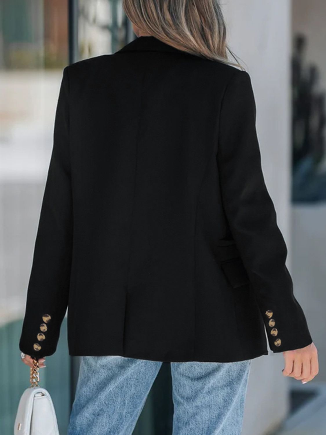 Blazer de manga larga con cuello de solapa perfecto