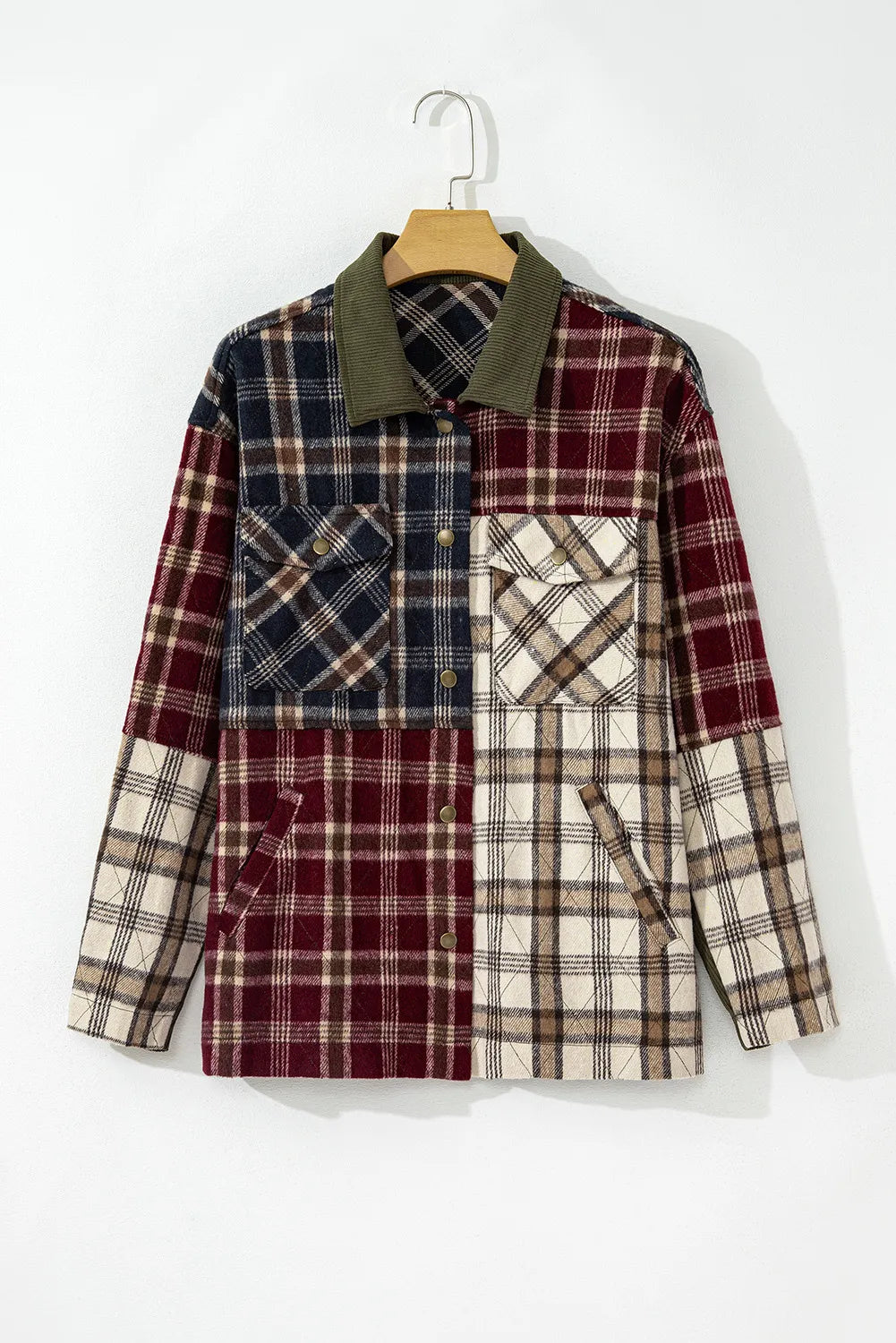 Chaqueta de manga larga con botones a cuadros