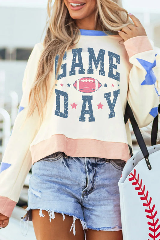 Sudadera de manga larga y cuello redondo con parche de estrella GAME DAY