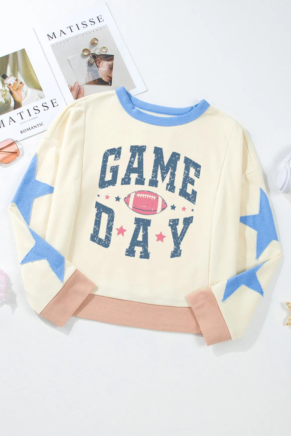 Sudadera de manga larga y cuello redondo con parche de estrella GAME DAY