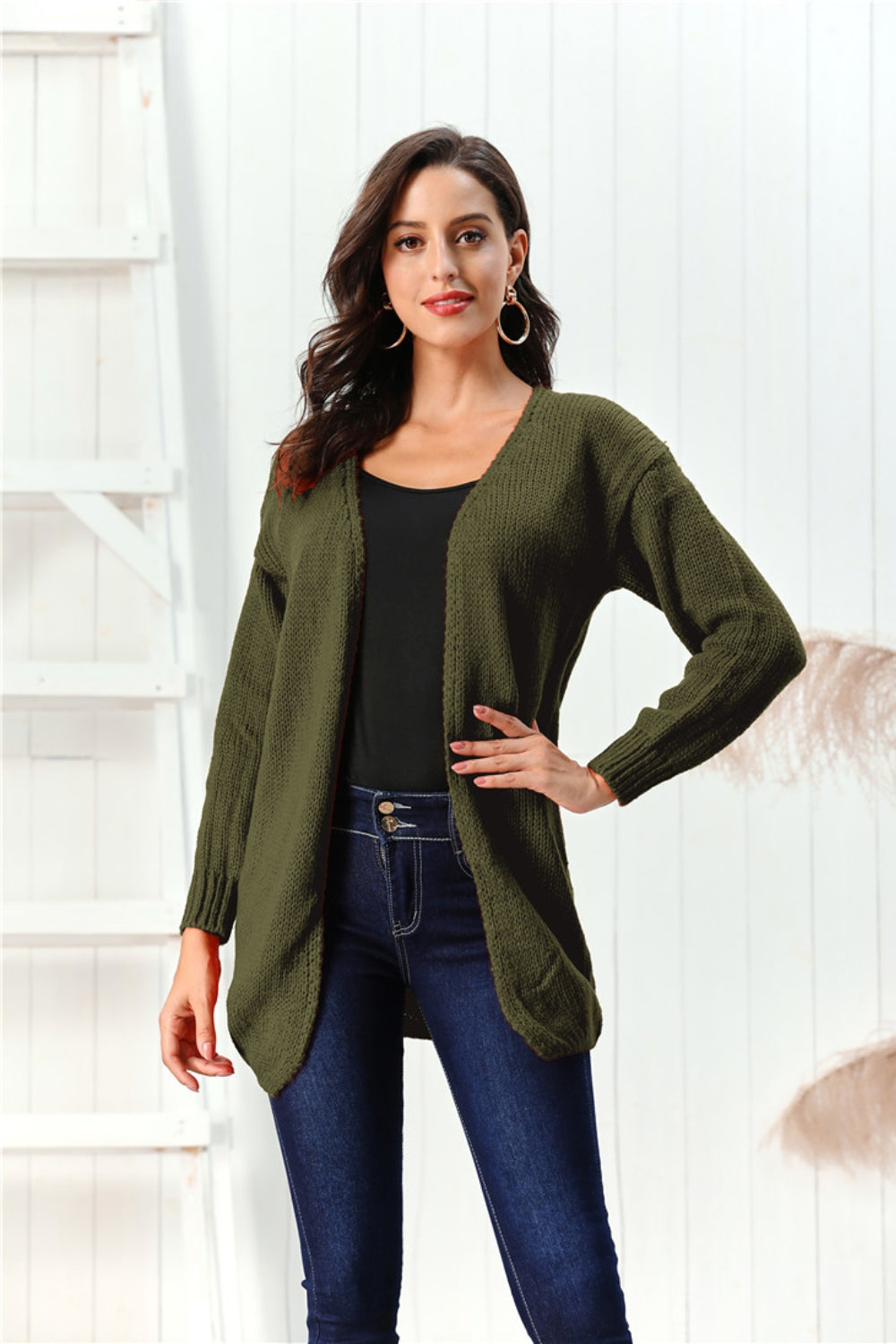 Open Front Long Sleeve Cardigan