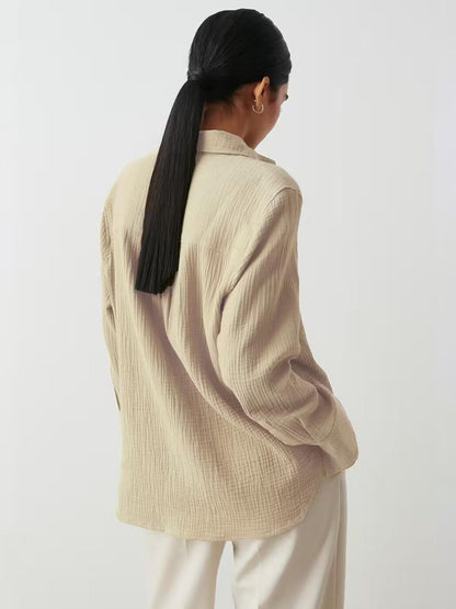 Textured Collared Neck Long Sleeve Shirt